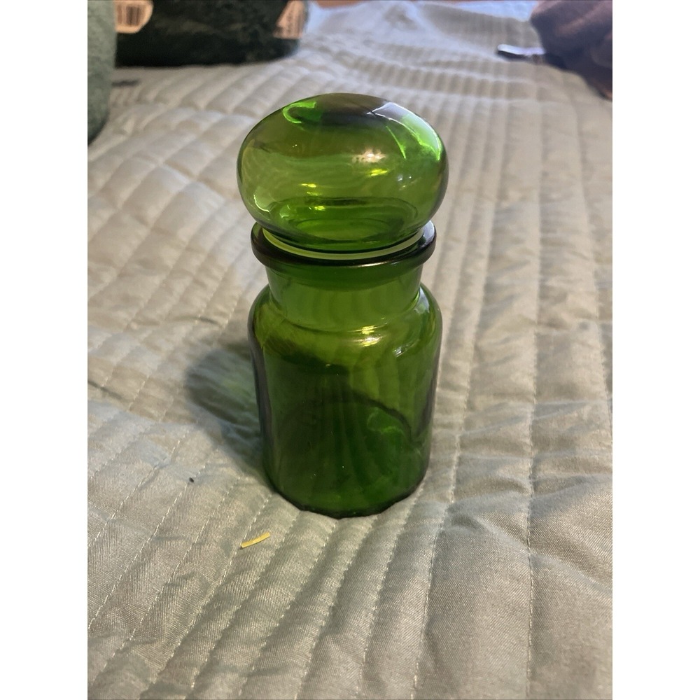 Vintage Clear Green Clear Apothcary Jar Bubble Lid‎